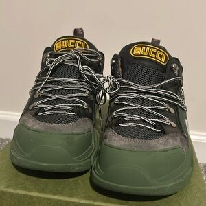 Gucci Green and Black Sneakers with Purple Accents